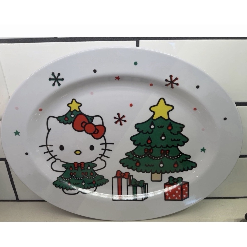 New Holiday Christmas Tree Hello Kitty Melamine Serving Tray 18"